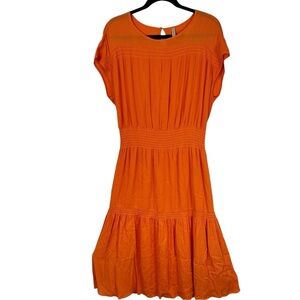 Soya Concept Midi Dress Women Size Medium Orange Crepe Sleeveless Chiccore